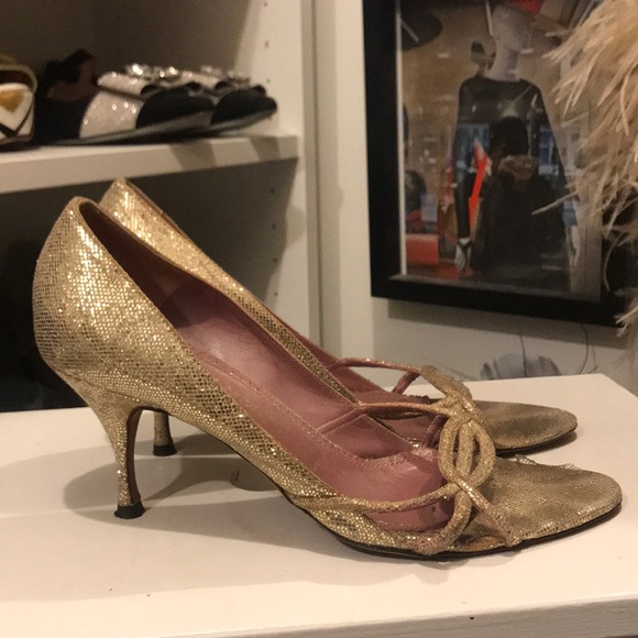 Jean Michel Cabazat gold sparkly heels 38.5 - Picture 3 of 8